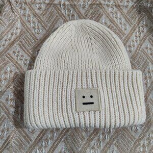 Acne Studios Iconic Face Logo Ribbed Winter Beanie
